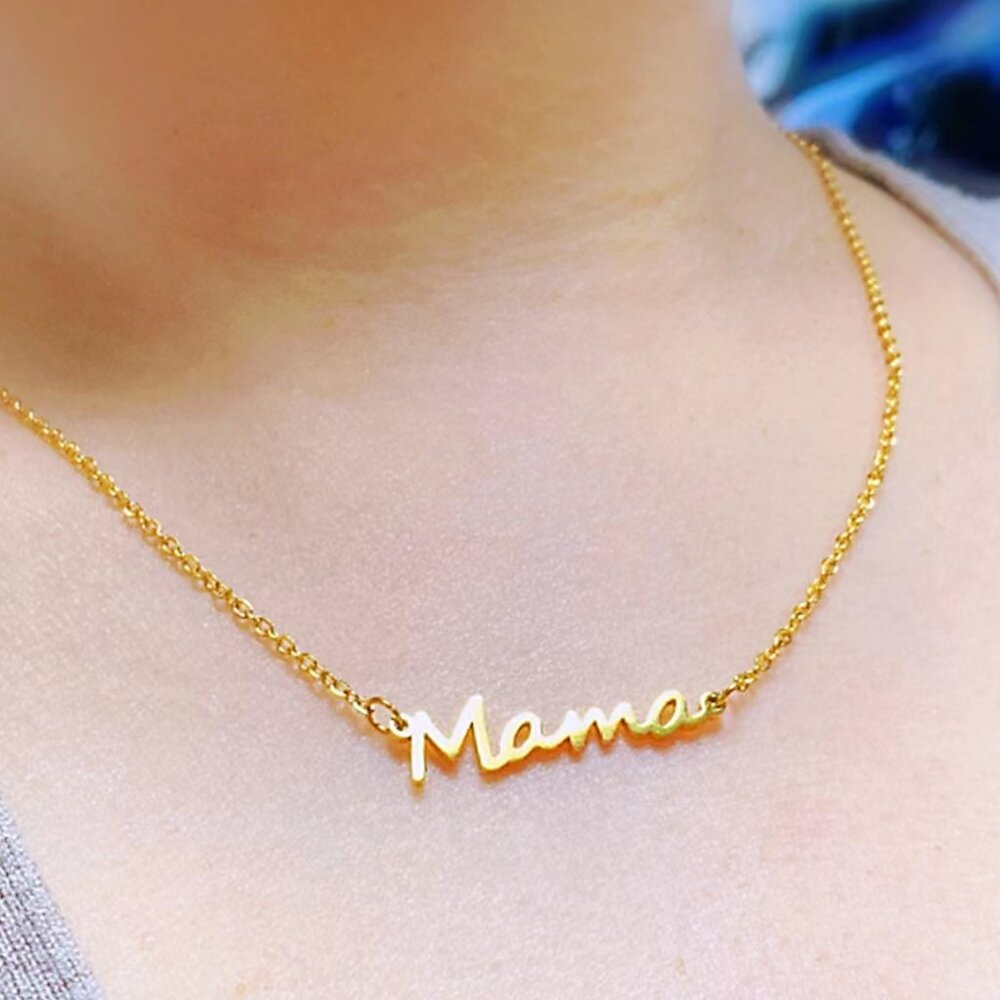 21108 Stainless Steel Mama Necklace Gold Tone Mother's Day Gift